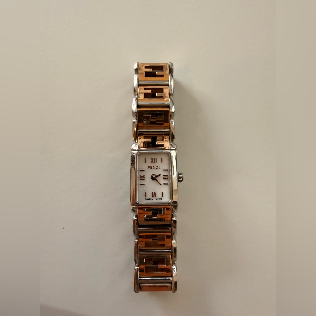 Fendi Two-Tone Rectangular Watch